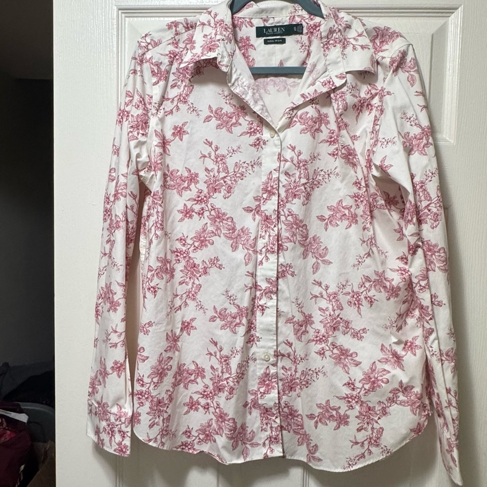 Lauren Ralph Women's Lauren Red Floral Print Shirt